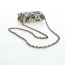 CHANEL Mini Matelasse Chain Shoulder Pouch Satin Beige Silver CC Auth 196975M-7