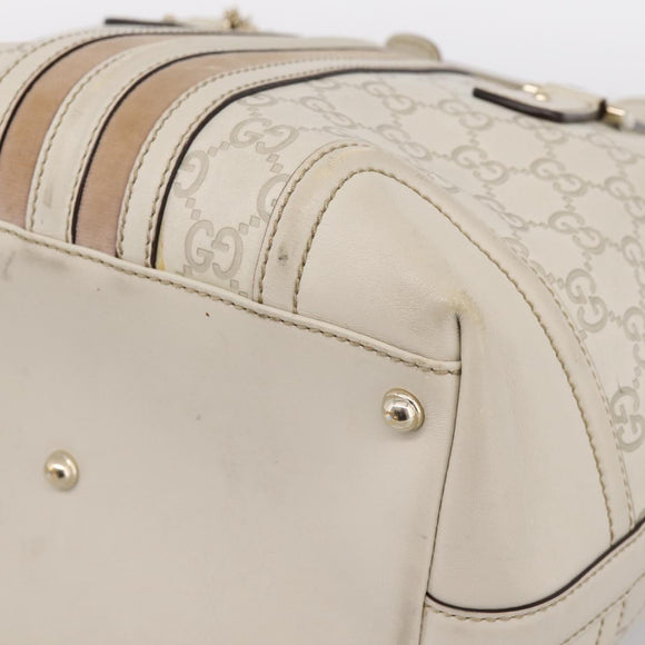 GUCCI GG Canvas Guccissima Hand Bag Leather White Gold 146002 Auth 196977V