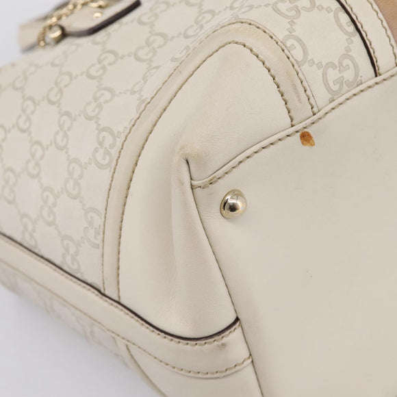 GUCCI GG Canvas Guccissima Hand Bag Leather White Gold 146002 Auth 196977V