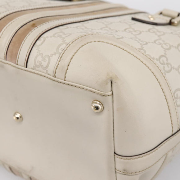 GUCCI GG Canvas Guccissima Hand Bag Leather White Gold 146002 Auth 196977V