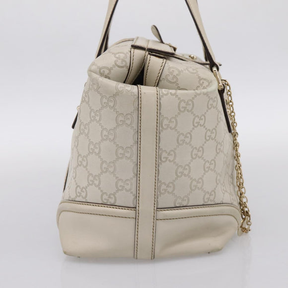 GUCCI GG Canvas Guccissima Hand Bag Leather White Gold 146002 Auth 196977V