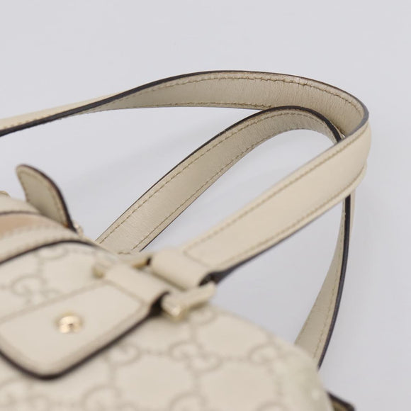 GUCCI GG Canvas Guccissima Hand Bag Leather White Gold 146002 Auth 196977V