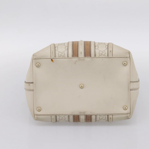 GUCCI GG Canvas Guccissima Hand Bag Leather White Gold 146002 Auth 196977V