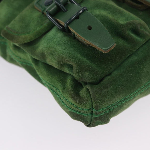 BALENCIAGA Chain Hand Bag Suede Green Auth 196979