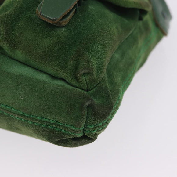 BALENCIAGA Chain Hand Bag Suede Green Auth 196979