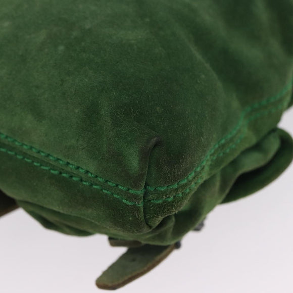 BALENCIAGA Chain Hand Bag Suede Green Auth 196979