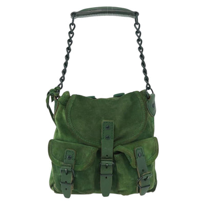BALENCIAGA Chain Hand Bag Suede Green Auth 196979 - 0