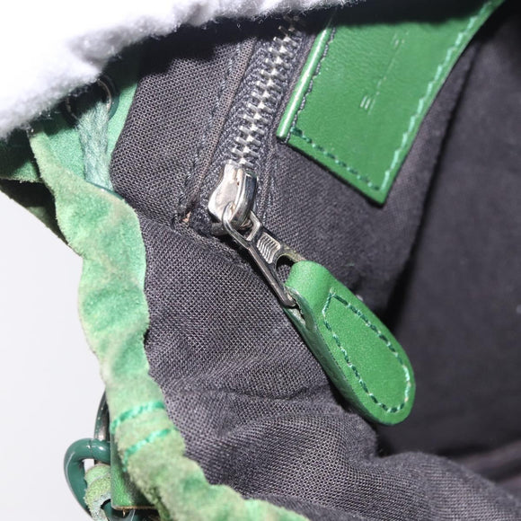 BALENCIAGA Chain Hand Bag Suede Green Auth 196979