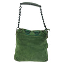 BALENCIAGA Chain Hand Bag Suede Green Auth 196979-3