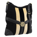 GUCCI Interlocking G Shoulder Bag Velor Black Gold 115568 Auth 196980V-1
