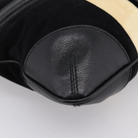 GUCCI Interlocking G Shoulder Bag Velor Black Gold 115568 Auth 196980V