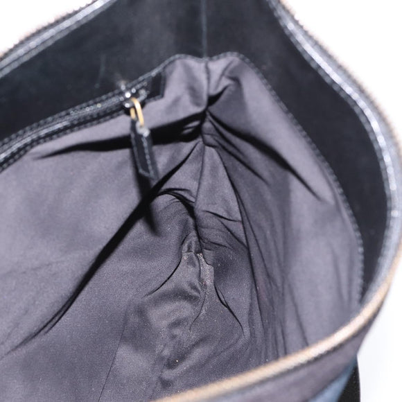 GUCCI Interlocking G Shoulder Bag Velor Black Gold 115568 Auth 196980V