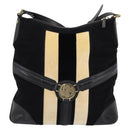 GUCCI Interlocking G Shoulder Bag Velor Black Gold 115568 Auth 196980V-2