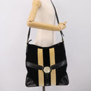 GUCCI Interlocking G Shoulder Bag Velor Black Gold 115568 Auth 196980V-22