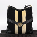 GUCCI Interlocking G Shoulder Bag Velor Black Gold 115568 Auth 196980V-23