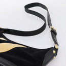 GUCCI Interlocking G Shoulder Bag Velor Black Gold 115568 Auth 196980V-8