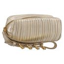 Miu Miu Matelasse Clutch Bag Leather Gold Auth 196981A-1