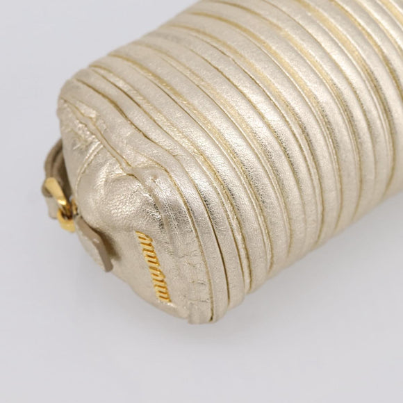 Miu Miu Matelasse Clutch Bag Leather Gold Auth 196981A