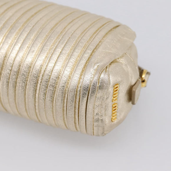 Miu Miu Matelasse Clutch Bag Leather Gold Auth 196981A