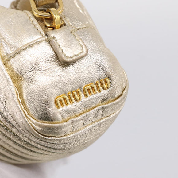 Miu Miu Matelasse Clutch Bag Leather Gold Auth 196981A