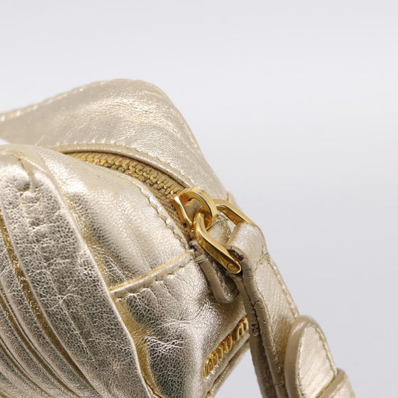 Miu Miu Matelasse Clutch Bag Leather Gold Auth 196981A