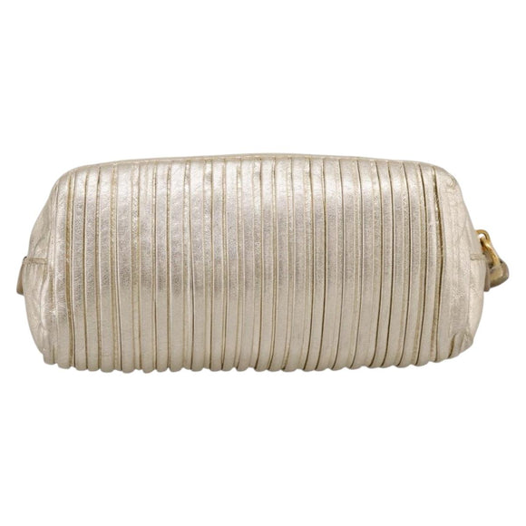 Miu Miu Matelasse Clutch Bag Leather Gold Auth 196981A
