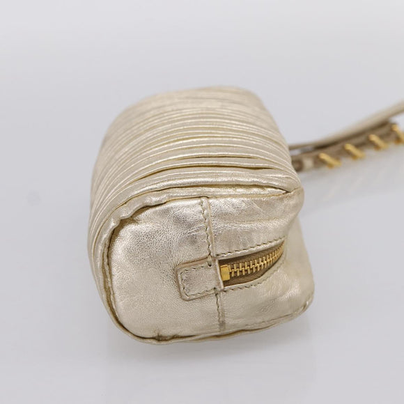 Miu Miu Matelasse Clutch Bag Leather Gold Auth 196981A