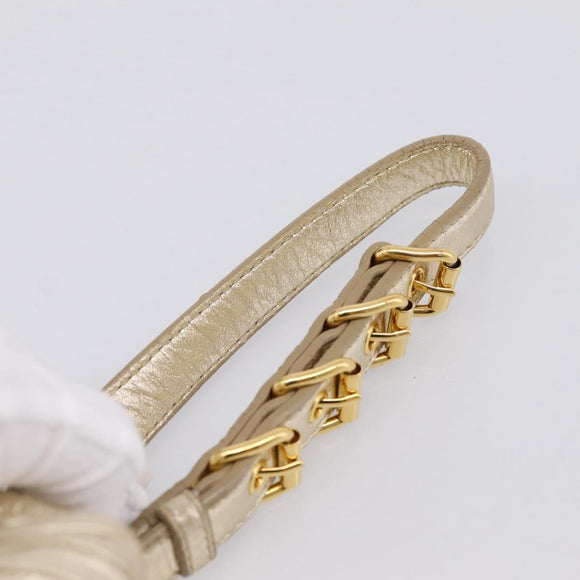 Miu Miu Matelasse Clutch Bag Leather Gold Auth 196981A