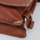 CELINE Shoulder Bag Leather Brown Silver Auth 196983-9