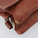 CELINE Shoulder Bag Leather Brown Silver Auth 196983-15