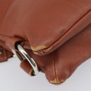 CELINE Shoulder Bag Leather Brown Silver Auth 196983-17
