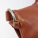 CELINE Shoulder Bag Leather Brown Silver Auth 196983-10
