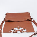 CELINE Shoulder Bag Leather Brown Silver Auth 196983-19