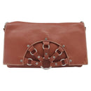 CELINE Shoulder Bag Leather Brown Silver Auth 196983-13