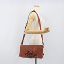 CELINE Shoulder Bag Leather Brown Silver Auth 196983-26
