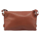 CELINE Shoulder Bag Leather Brown Silver Auth 196983-2