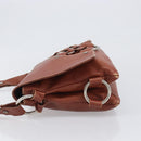 CELINE Shoulder Bag Leather Brown Silver Auth 196983-4