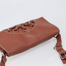 CELINE Shoulder Bag Leather Brown Silver Auth 196983-6
