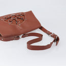 CELINE Shoulder Bag Leather Brown Silver Auth 196983-7