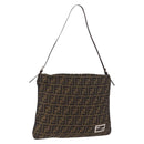 FENDI Zucca Canvas Mamma Baguette Shoulder Bag Brown Black Auth 196984-1