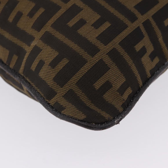 FENDI Zucca Canvas Mamma Baguette Shoulder Bag Brown Black Auth 196984
