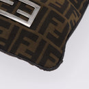 FENDI Zucca Canvas Mamma Baguette Shoulder Bag Brown Black Auth 196984-8