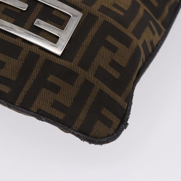 FENDI Zucca Canvas Mamma Baguette Shoulder Bag Brown Black Auth 196984