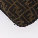 FENDI Zucca Canvas Mamma Baguette Shoulder Bag Brown Black Auth 196984-16