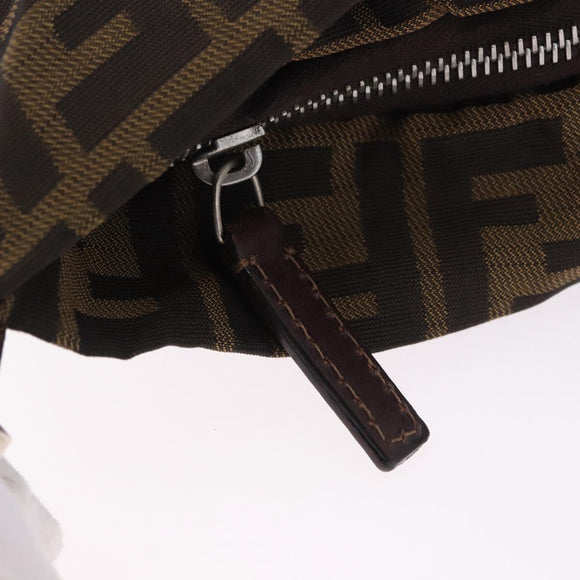 FENDI Zucca Canvas Mamma Baguette Shoulder Bag Brown Black Auth 196984
