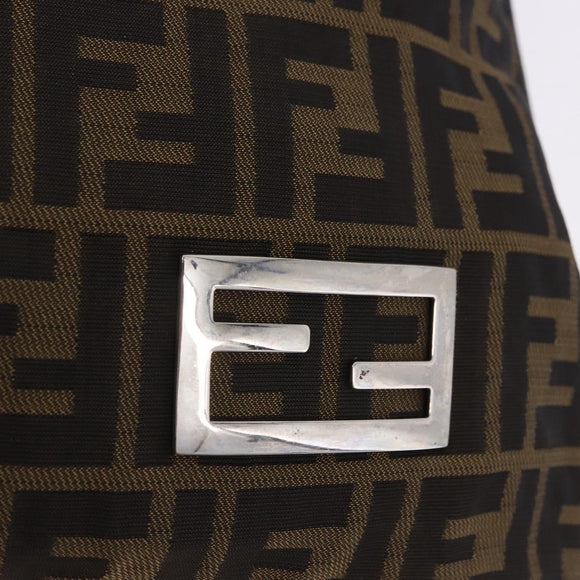 FENDI Zucca Canvas Mamma Baguette Shoulder Bag Brown Black Auth 196984