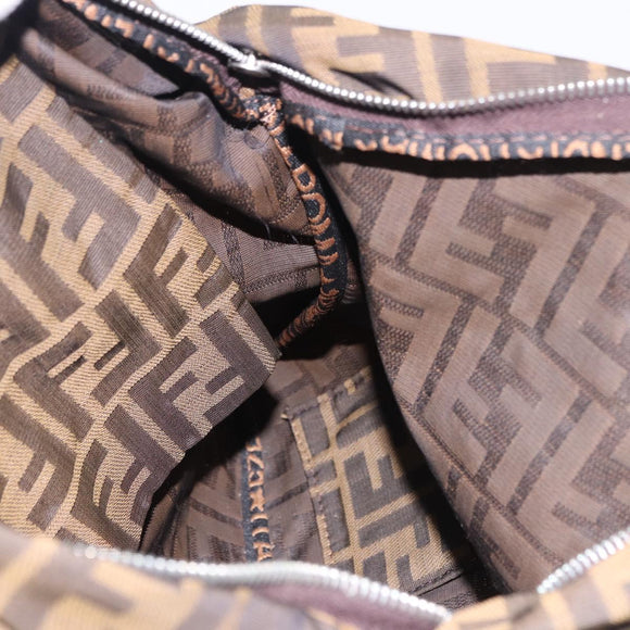 FENDI Zucca Canvas Mamma Baguette Shoulder Bag Brown Black Auth 196984