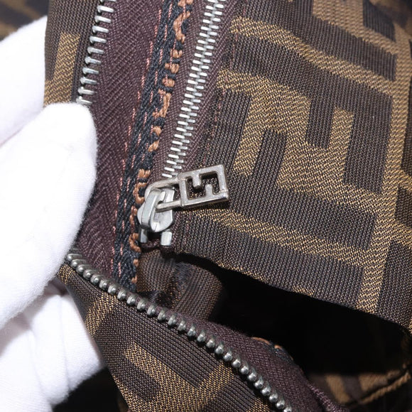 FENDI Zucca Canvas Mamma Baguette Shoulder Bag Brown Black Auth 196984