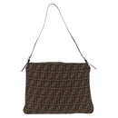 FENDI Zucca Canvas Mamma Baguette Shoulder Bag Brown Black Auth 196984-2
