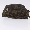 FENDI Zucca Canvas Mamma Baguette Shoulder Bag Brown Black Auth 196984-3